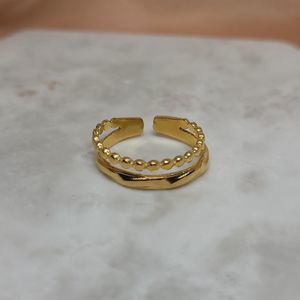 Gold Adjustable Double Stacking Ring